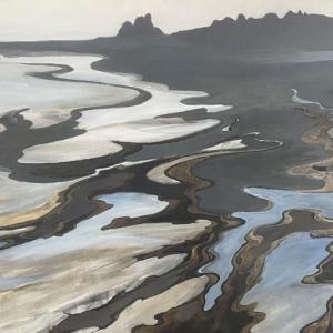 {Pam Cabanas "Across the Bay" - acrylic and watercolor. Courtesy of BRAF