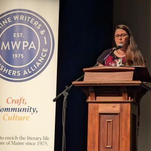 Maine Poet Laureate Julia Bouwsma. CANDI JONETH/Boothbay Register Celebration of Write ME: An Epistolary Poetry Project