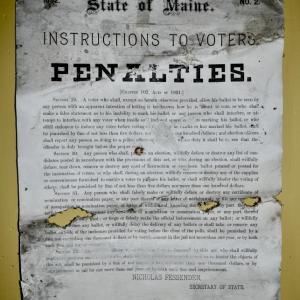 A notice from the late 1890s on display in the meeting room. PHIL DI VECE/Wiscasset Newspaper