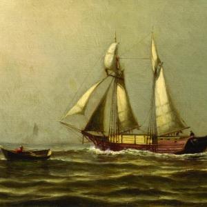William E. Norton (1843-1916) "At Sea, 1876," oil on canvas, 10" x 16" at Wiscasset Bay Gallery, Wiscasset June 26-July 30. 