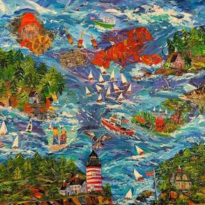 Sandra Chase Morrissey" - “Celebrating Maine’s Energetic Coast" - acrylic. Courtesy of BRAF