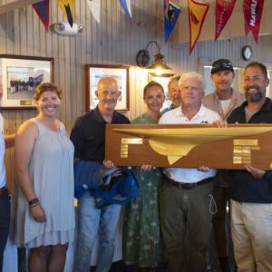 BLACK WATCH captain and crew receiving the Shipyard Cup and Classics Challenge 1st Overall trophy during the award ceremony. Don Snyder photo BLACK WATCH captain and crew receiving the Shipyard Cup and Classics Challenge 1st Overall trophy during the award ceremony. Don Snyder photo