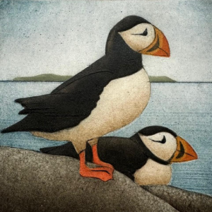"Puffins" - Kathleen Buchanan. Courtesy of Kerr & Jones Gallery "Puffins" - Kathleen Buchanan. Courtesy of Kerr & Jones Gallery