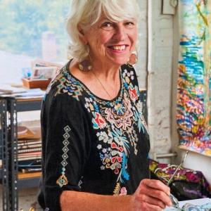 Printmaker and journal artist Susan Newbold. Courtesy of Eliza Wing