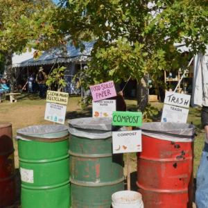 Mark Dittrick and Tara Butler, both of Belfast, steward a compost station at the fair.