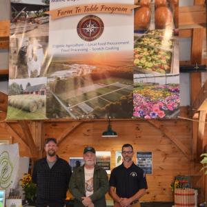 Justin Domenech, Correctional Trade Supervisor at Mountain View Correctional Facility, in Charleston, with Mark McBrine, Director of Farm to Table, Maine Department of Corrections and Derek Smith, Correctional  Industries Manager of Agriculture and Building Trades for the Maine State Prison, talk about the Seeds of Change, 