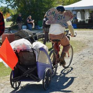 Transporting the trash from bins to the recycling center. (Photo by Lynda Clancy)