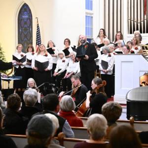 The Sheepscot Chorus in concert in 2024. In he forefront: David Myers Wakeman. Bob Crink photo