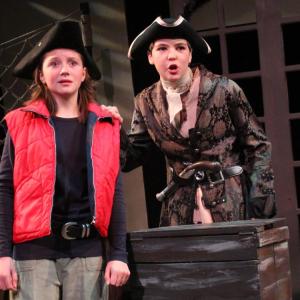 Natalie Hodgdon (Jim Hawkins) and Oliver Meyer (Billy Bones) in Heartwood Theater's annual youth production, "Treasure Island." 
