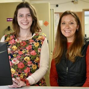 Tegan Rand, left, and Janelle Skillin recently joined the staff at the Woolwich town office. PHIL DI VECE/Wiscasset Newspaper