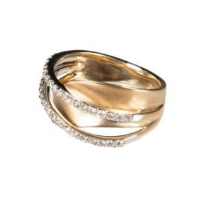 14K Gold and Diamond Crossover Ring