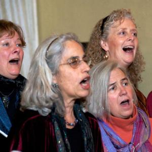 Singers in an earlier singing community led by Susan Borg. Photo by Susan Borg