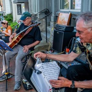 LamboLaw Jazz Duet, Neil Lamb, left, and Dave Lawlor, will be the featured sidewalk concert during the Wiscasset Art Walk on Thursday, July 30, 4-7 p.m. Bob Bond photo