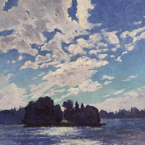 Andrea Peters - "Summer Clouds" - 40" x 40" - oil on board - at Gleason Fine Art Aug. 6-Sept. 28. Courtesy of the gallery