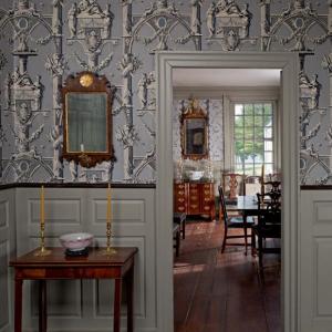 Looking into the dining room of the Bowman House. Courtesy of Historic New England