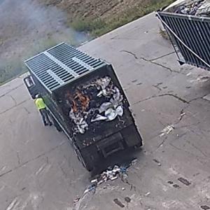 Aug. 18 trash trailer fire at Wiscasset Transfer Station. Photo courtesy of town of Wiscasset