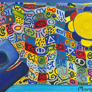 One of Maury Ernest's paintings, on view at the Lincoln Theater. Courtesy of  Laura Ornest