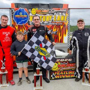Crate Modifieds: Pictured from left, Nick Hinkley, Trent Reed, Brad Babb and Allan Moeller Sr. Jasen Dickey photo