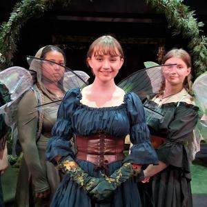 Three lovely fairies in "A Midsummer Night's Dream" at Lincoln Academy, Oct. 30-Nov. 7. From left: Lily Howe, Mary Gallagher, and Ellie Thomas.  Photo by Jenny Mayher