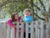 Charlotte Bickford and LeeAnne Lord stop playtime to pose at Sheepcot Valley Children's House. RYAN LEIGHTON/Boothbay Register