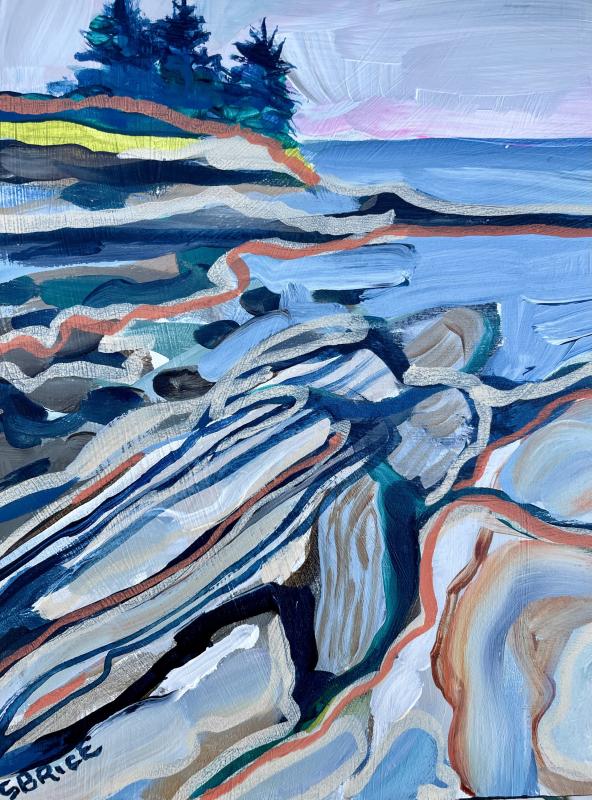 Susan Bartlett Rice: “Pemaquid Rocks Study” - acrylic on panel. Courtesy of Kerr+Jones Susan Bartlett Rice
